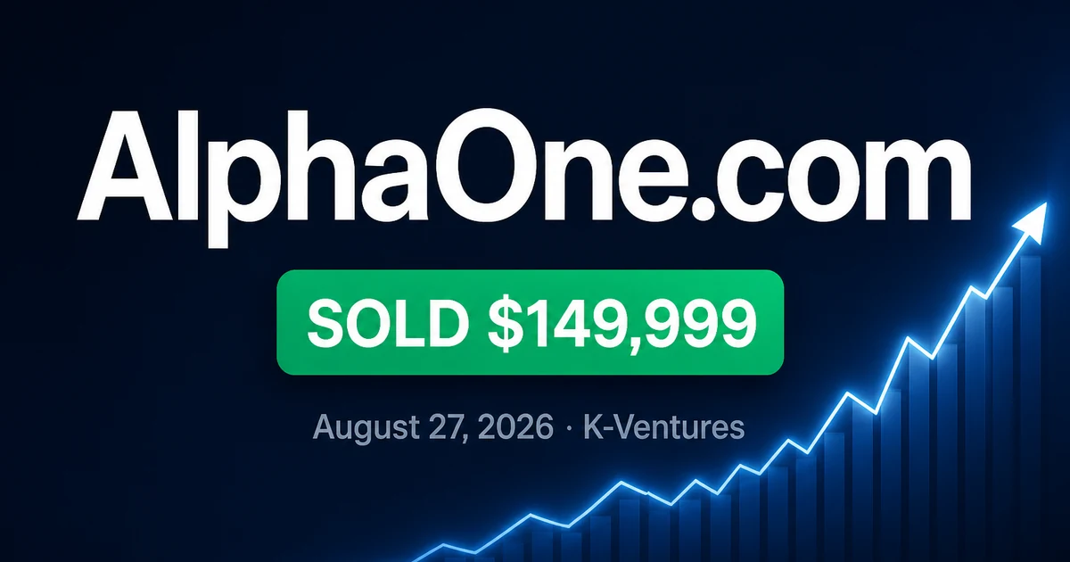 AlphaOne.com Sells for $149,999 at K-Ventures