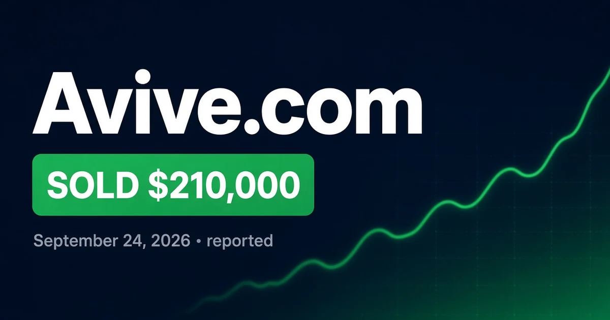 Avive.com $210K Sale: Brandable .com Lessons (2026)