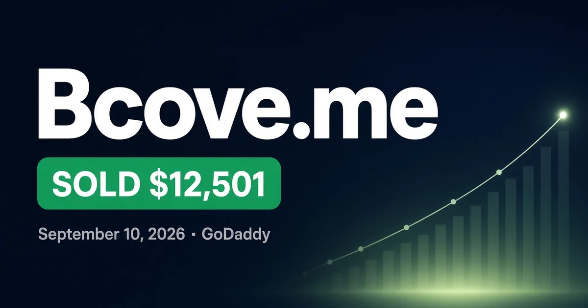 Bcove.me Sells for $12,501 at GoDaddy — Sept 10, 2026