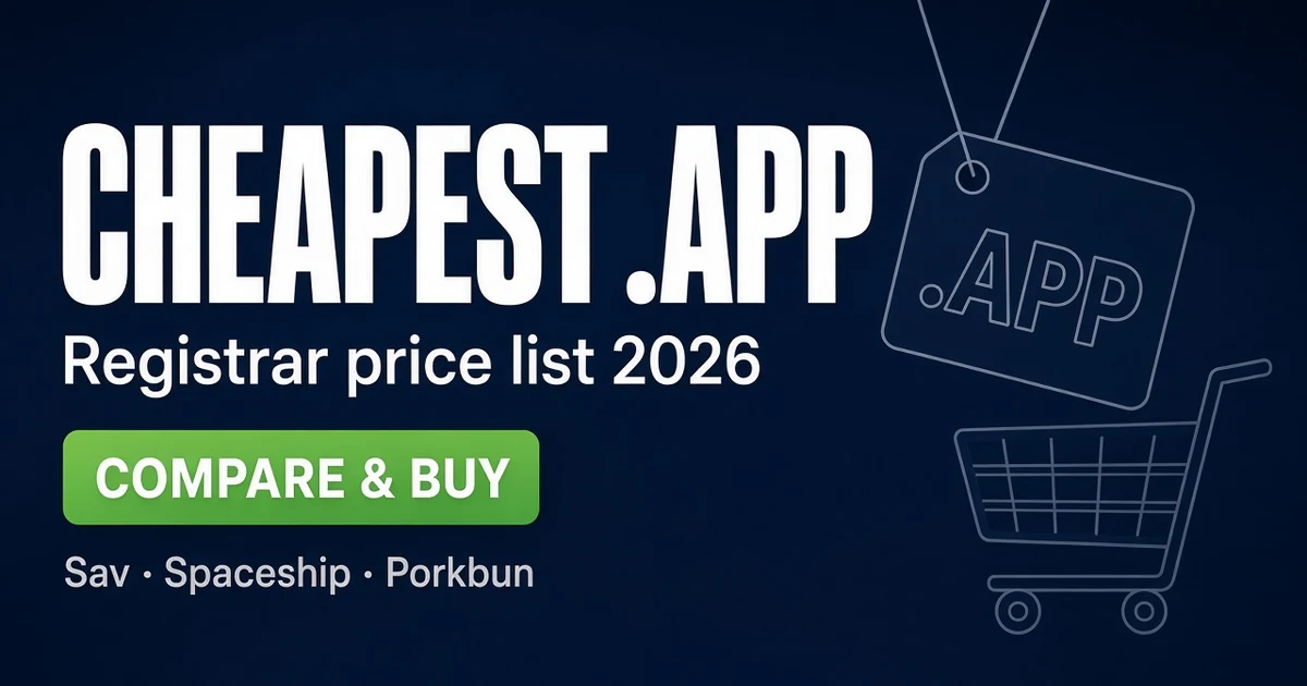 Cheapest App Domain Registrar List — 2026 Comparison
