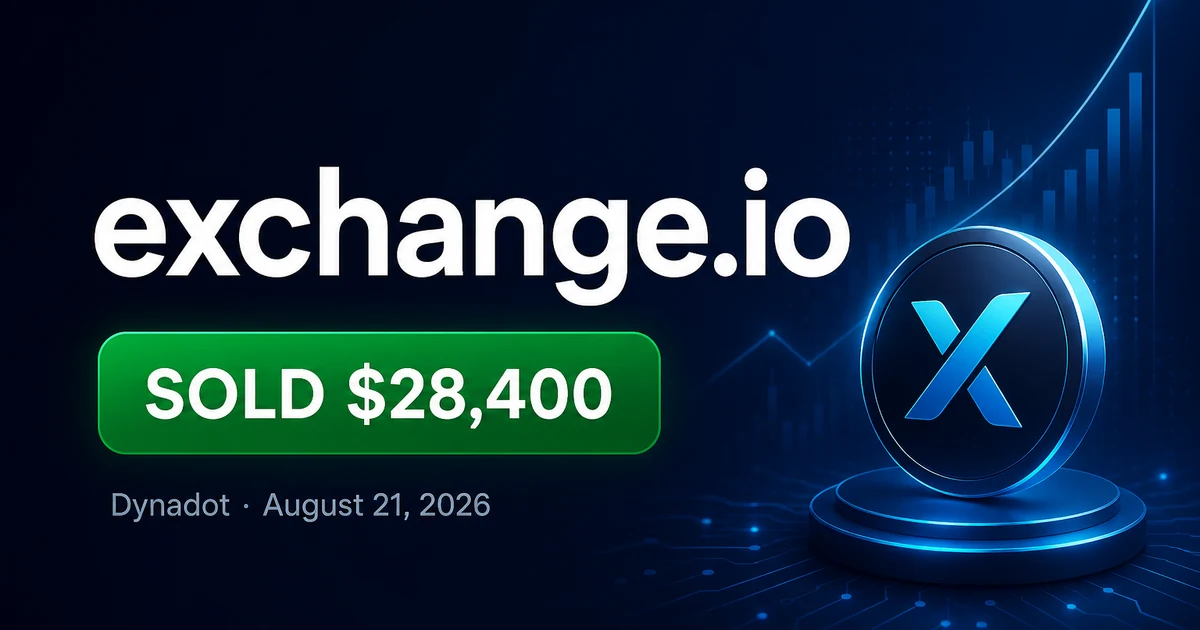 Exchange IO Sells for $28,400 at Dynadot — Aug 2026