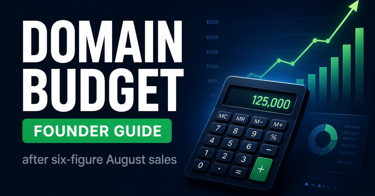 Founder Domain Budget After August's Six-Figure Sales