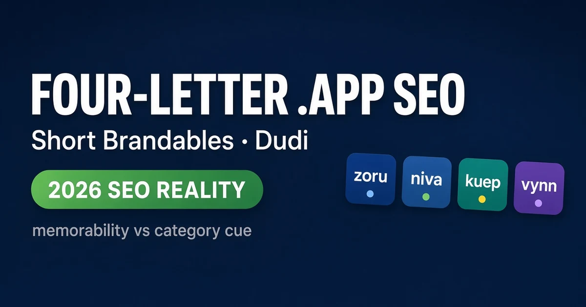 Four-Letter .app Brandable SEO Realities (2026)