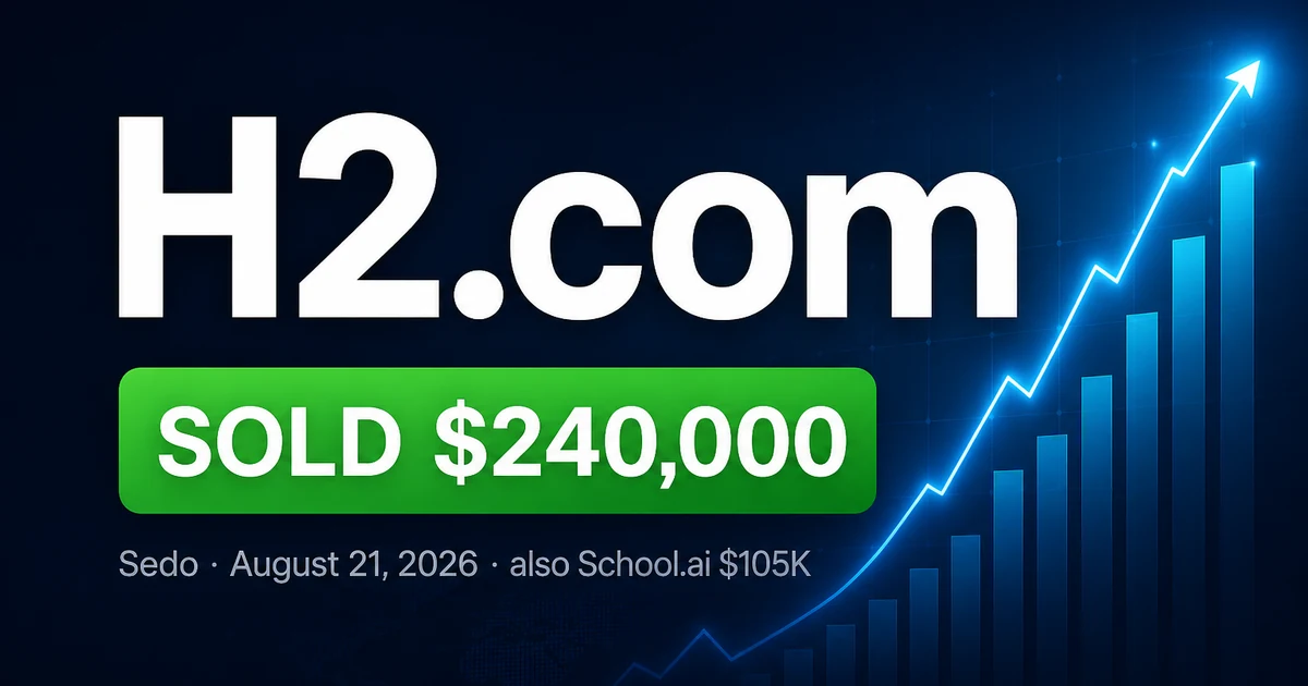H2 Com $240K Sale + School.ai $105K