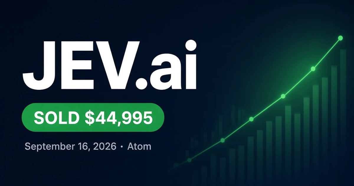 JEV.ai Sells for $44,995 at Atom — Sept 16, 2026