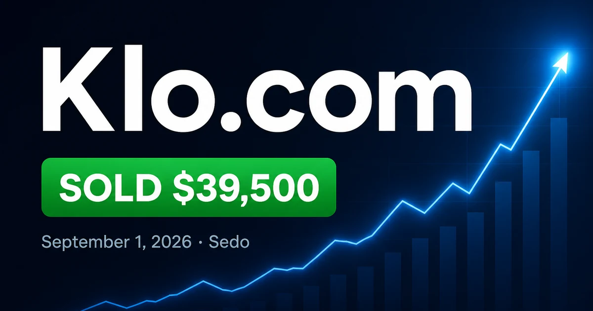 Klo.com Sells for $39,500 at Sedo — Sept 1, 2026