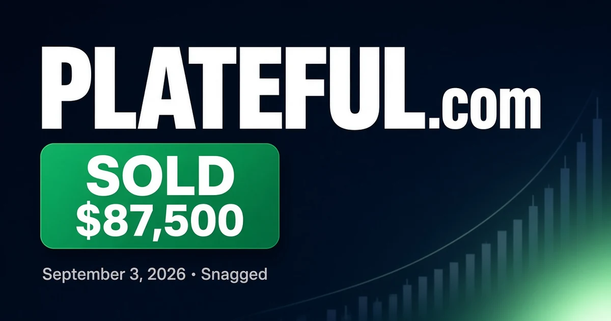 Plateful.com $87,500 — Food Brandable .com Mid-Band Comps (Sep 2026)
