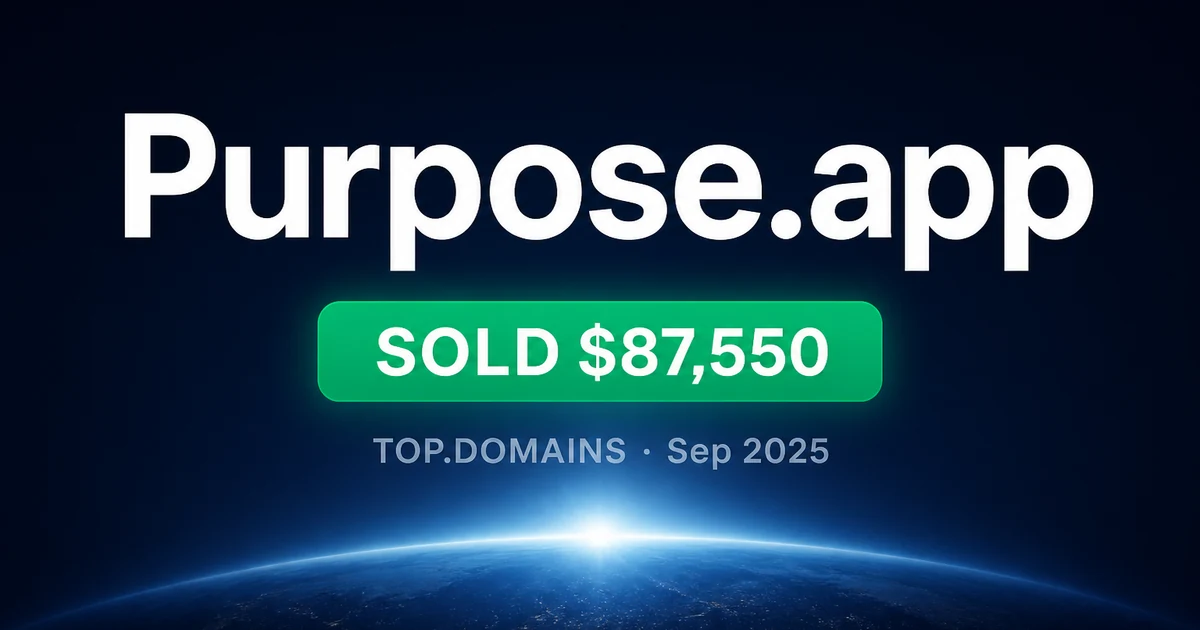 Purpose.app Sells for $87,550 — Dictionary .app