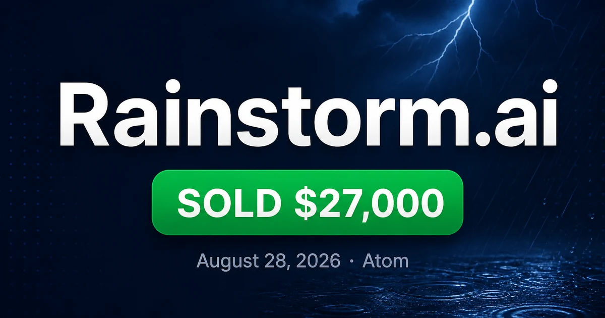 Rainstorm.ai Sells for $27K at Atom — Aug 2026
