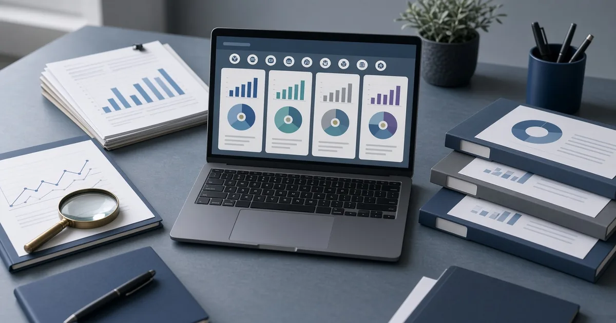Domain appraisal reports and charts on a desk